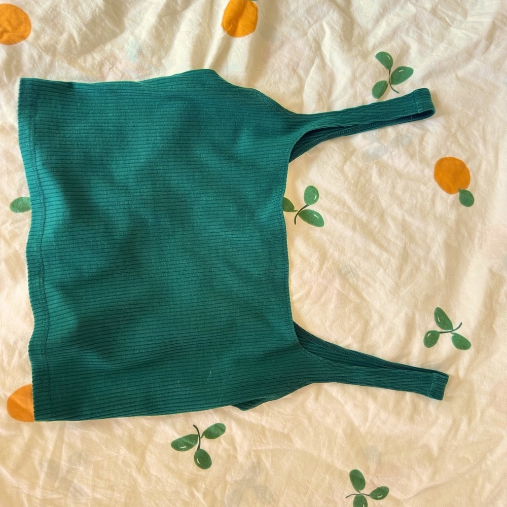 Reformation Broome Ribbed Crop Tank in Emerald